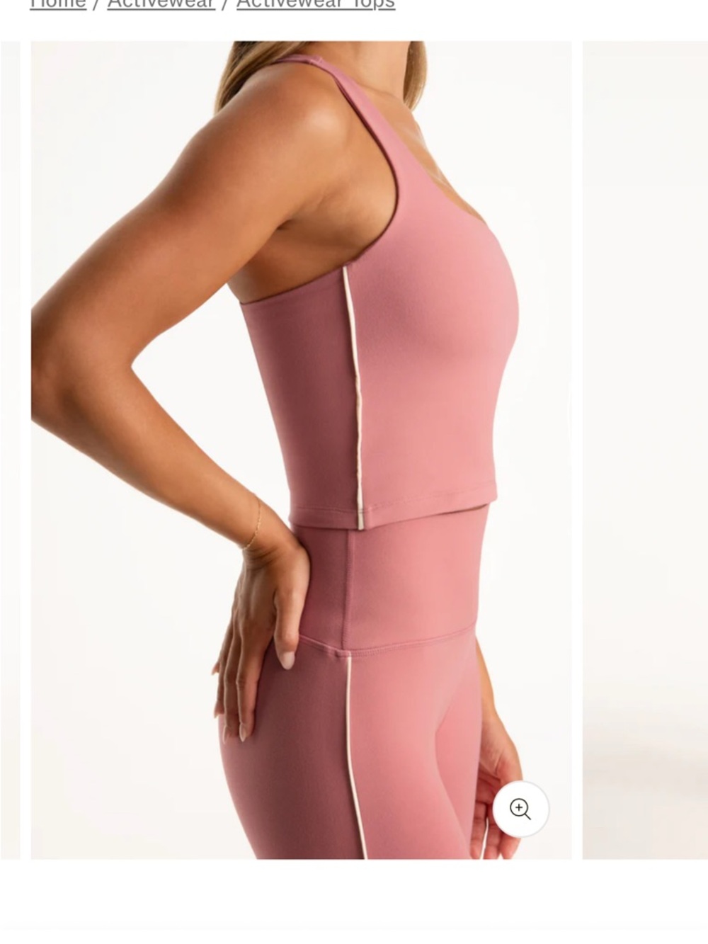 SET Active Dusty Rose Cropped Tank with Contrast Trim